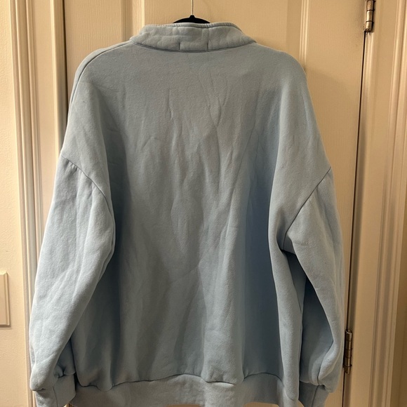 Light Blue Half-Zip Unisex Sweater - Picture 2 of 4